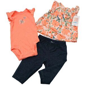 Carter’s 3 piece Girls Outfit 3 Months One Piece, One Top, Leggings